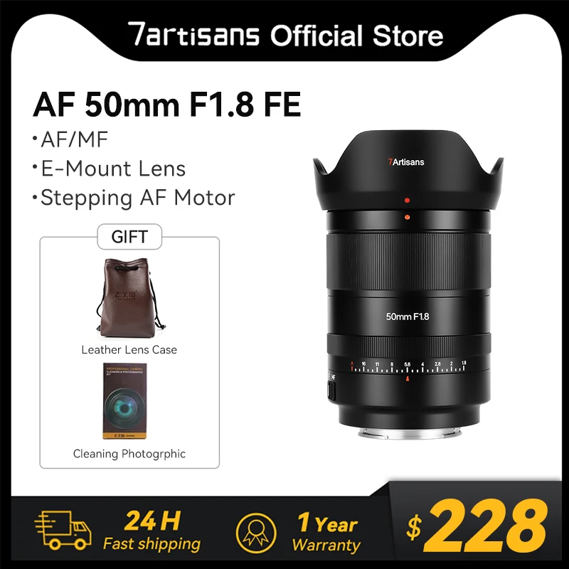 

7artisans AF 50mm F1.8 STM Auto Focus Lens Full-Frame Large Aperture Prime Lens For Sony FE ZVE10 A6000 A7C II Nikon Z Z7II Z5