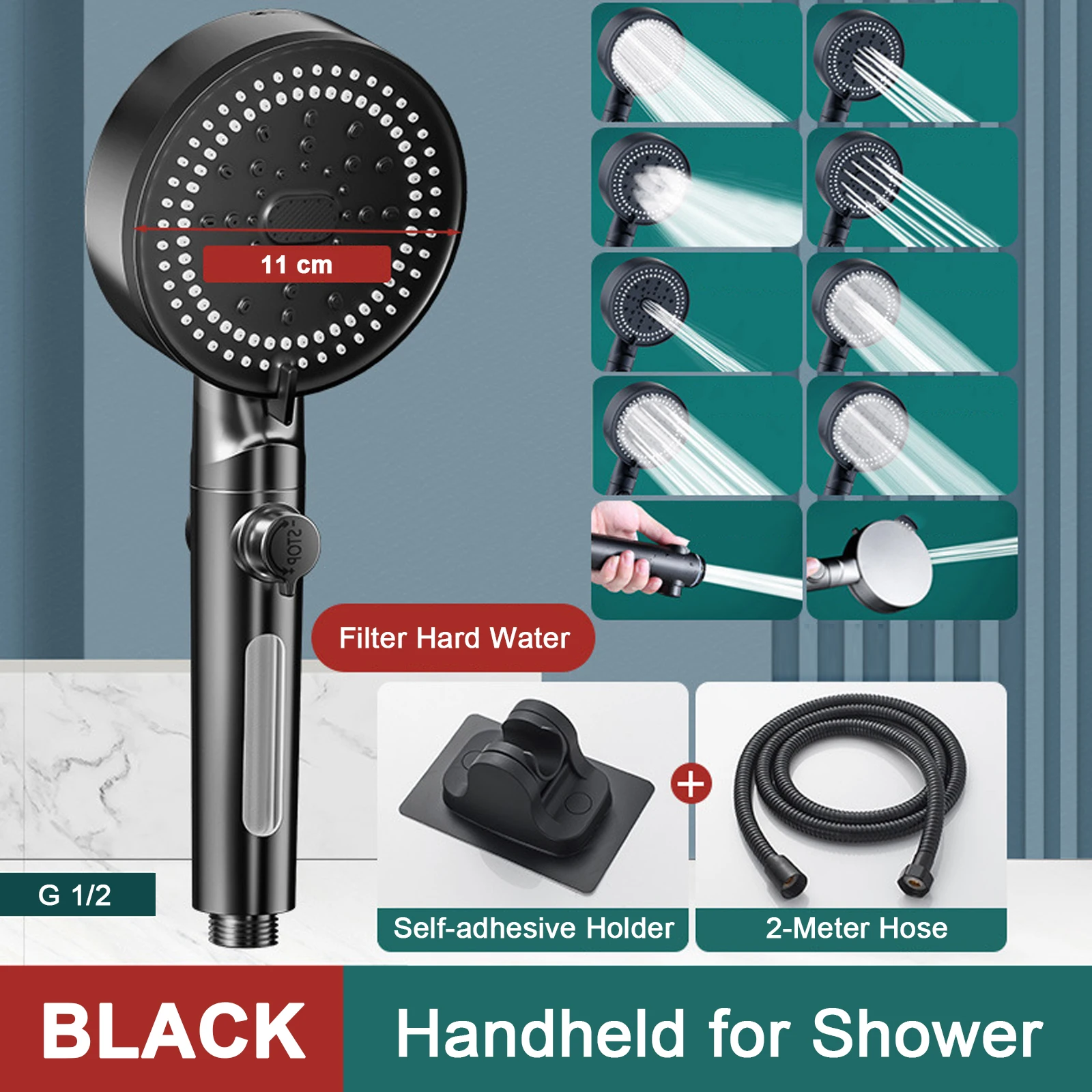 10 Modes Bathroom Shower Head Handheld High-Pressure Water Saver Showerhead Portable Black Rainfall Massage Shower Nozzl 28 Mallzona Sb1d5638c87114773afef17ab149a17b3m 10 Modes Bathroom Shower Head Handheld High-Pressure Water Saver Showerhead Portable Black Rainfall Massage Shower Nozzl Mallzona