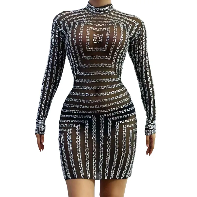 Rhinestone Sexy Sparkly Mesh Transparent Short Dress Party Outfit Singer Dance Wear
Rhinestone Sexy Sparkly Mesh Transparent Short Dress Party Outfit Singer Dance Wear