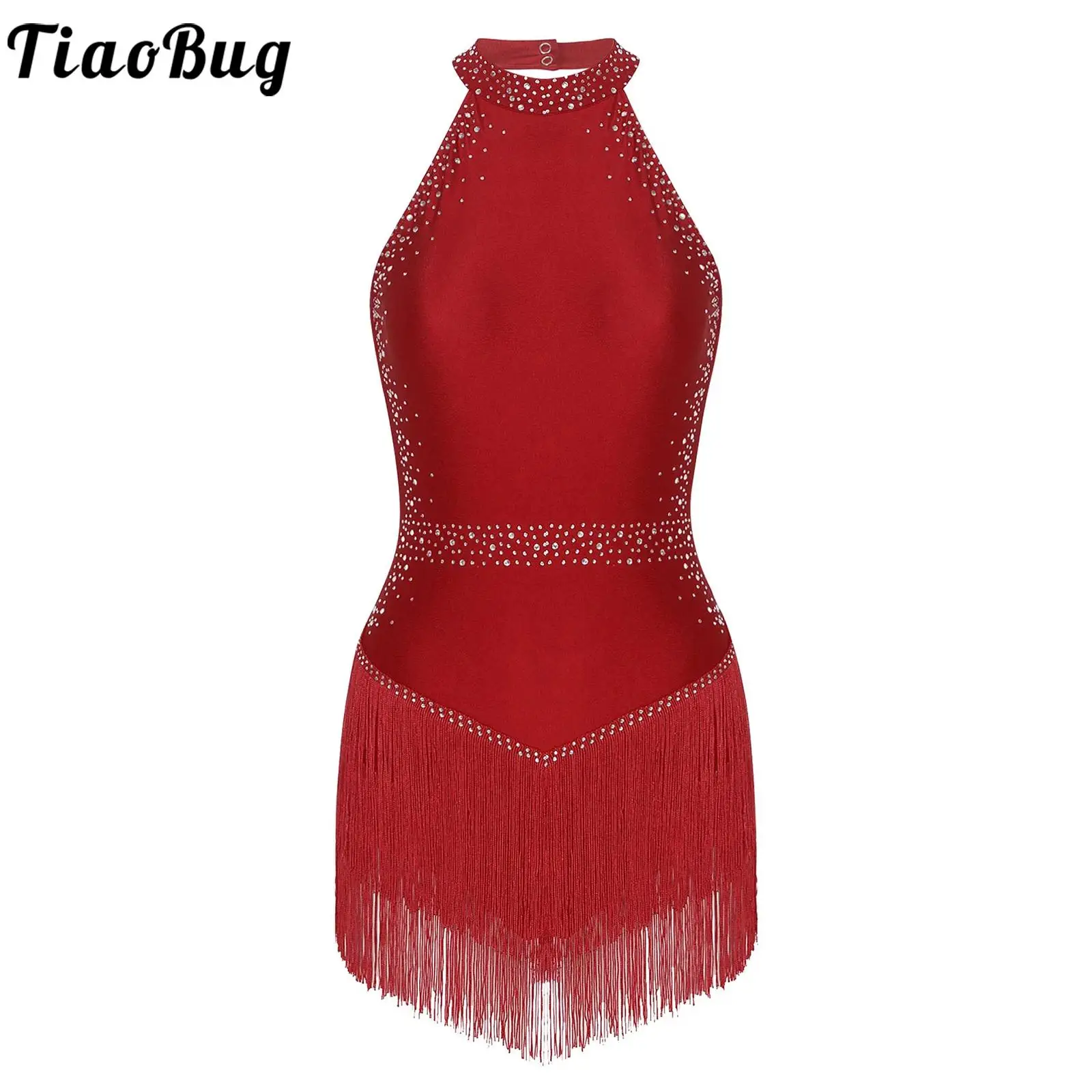 Sexy Womens Ballroom Latin Dance Performance Costume Shiny Rhinestones Tassel Leotard Halter Sleeveless Backless Fringe Bodysuit
Sexy Womens Ballroom Latin Dance Performance Costume Shiny Rhinestones Tassel Leotard Halter Sleeveless Backless Fringe Bodysuit