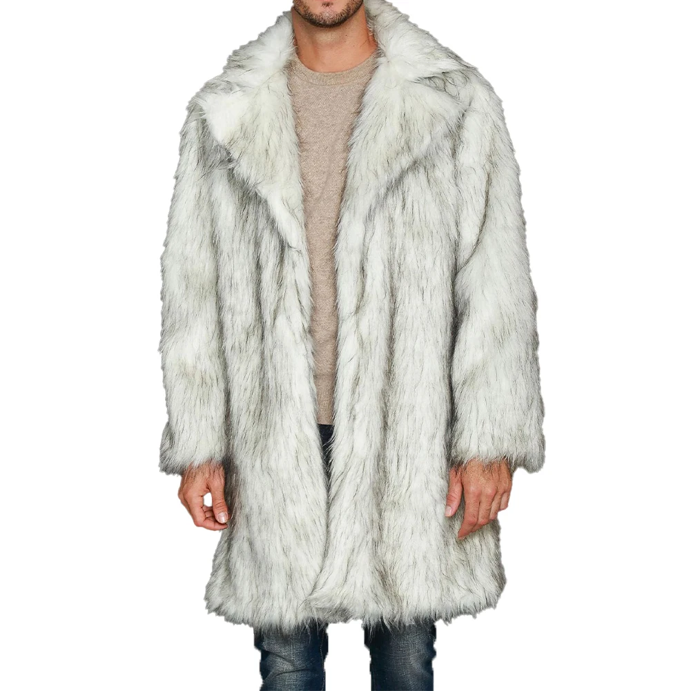 

Jacket Coat Durable Faux Fur Handsome Keep Warm Lapel Long Long Sleeve Outwear Wear-resistant White Vacation Comfy