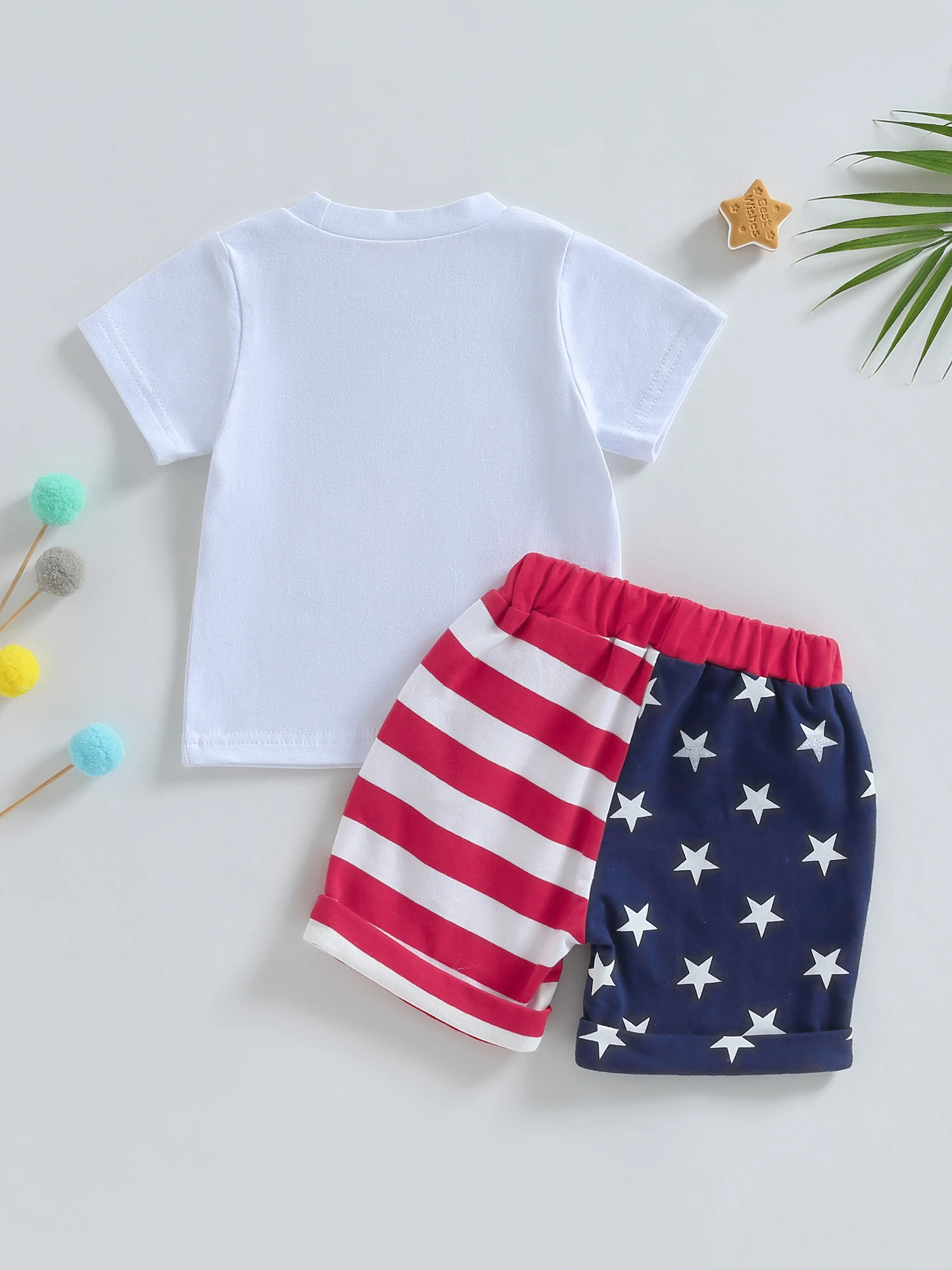 

Patriotic Baby Boy Clothes Set All American Flag DUDE T-shirt and Stars And Stripes Shorts for 4th of July and Memorial Day