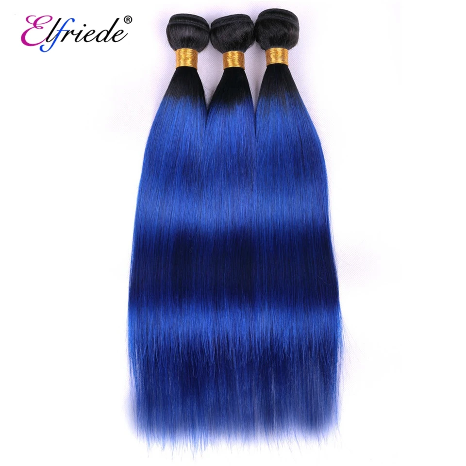 

Elfriede T1B/Blue Straight Ombre Colored Human Hair Bundles Remy 100% Human Hair Extensions 3/4 Bundles Deals Human Hair Weaves