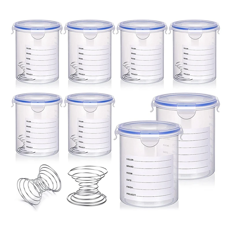 8 Sets Paint Container Plastic With Stainless Steel Mixing Ball Touch Up Paint Storage Cups For Repainting Leftover Paint,1000Ml
8 Sets Paint Container Plastic With Stainless Steel Mixing Ball Touch Up Paint Storage Cups For Repainting Leftover Paint,1000Ml