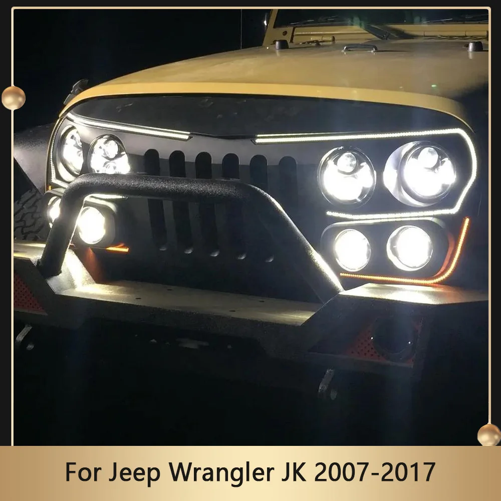 Car Front Grille Trim With Light For Jeep Wrangler JK 2007-2017 Upper Guard ABS Hood Inserts Mesh Grills Frame Cover
Car Front Grille Trim With Light For Jeep Wrangler JK 2007-2017 Upper Guard ABS Hood Inserts Mesh Grills Frame Cover