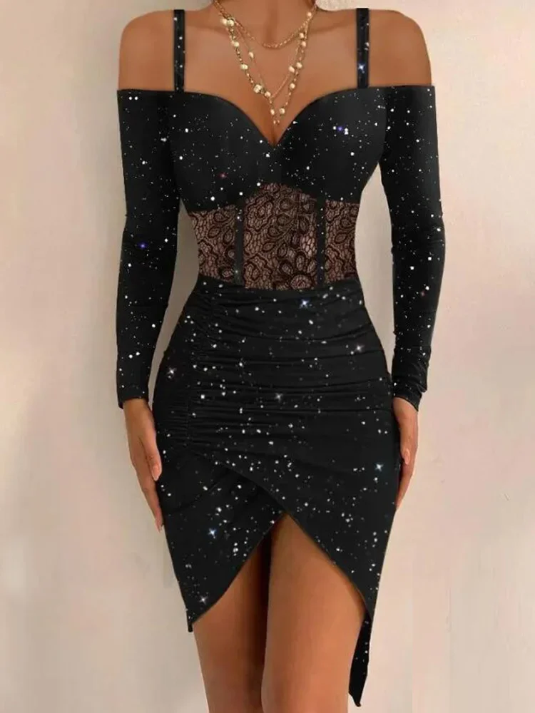 Women Dress Tight Sexy Hip One Shoulder Suspenders Irregular Shiny Dress Female
Women Dress Tight Sexy Hip One Shoulder Suspenders Irregular Shiny Dress Female