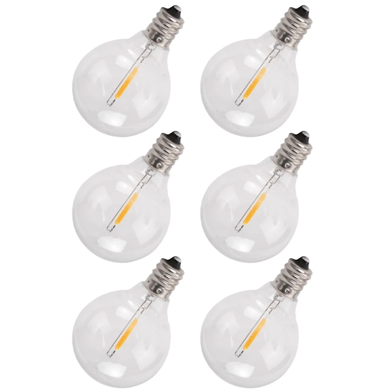 6Pcs G40 Led Replacement Light Bulbs, E12 Screw Base Shatterproof LED Globe Bulbs For Solar String Lights Warm White
6Pcs G40 Led Replacement Light Bulbs, E12 Screw Base Shatterproof LED Globe Bulbs For Solar String Lights Warm White