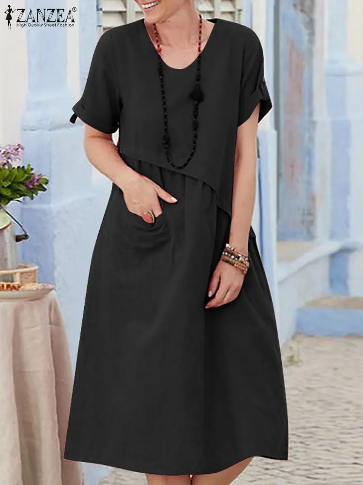 ZANZEA Elegant Women's Dresses Short Sleeve Holiday Robe Fashion Summer Dress Casual Solid Loose Work Sundress Vestidos Sarafans
ZANZEA Elegant Women's Dresses Short Sleeve Holiday Robe Fashion Summer Dress Casual Solid Loose Work Sundress Vestidos Sarafans