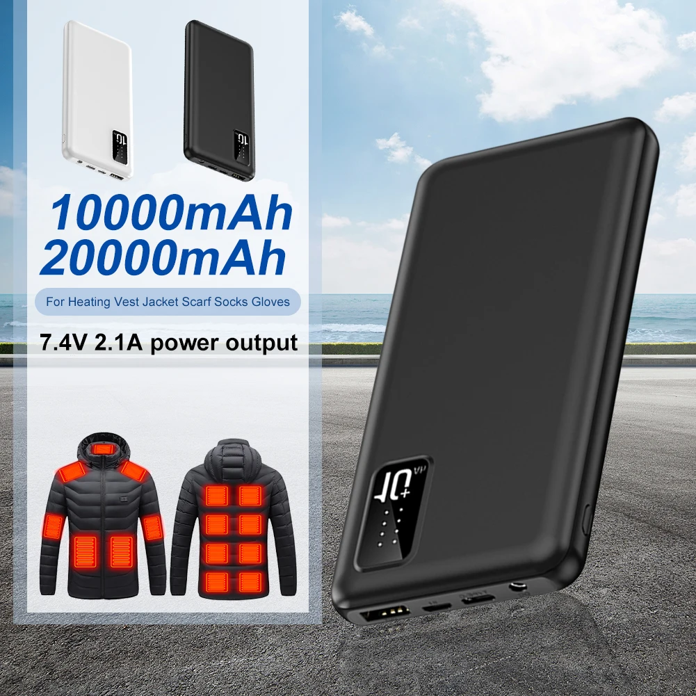 

Portable Mini DC 7.4V Heating Vest 10000/20000mAh Power Bank Fast Charger External Battery Pack for Heated Jacket Socks Gloves