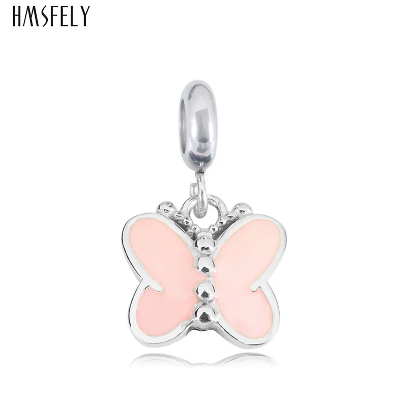 

HMSFELY 316L Stainless Steel Pink Butterfly Pendant For DIY Bracelets Necklace Jewelry Making Accessory Bracelet Enamel Dangles