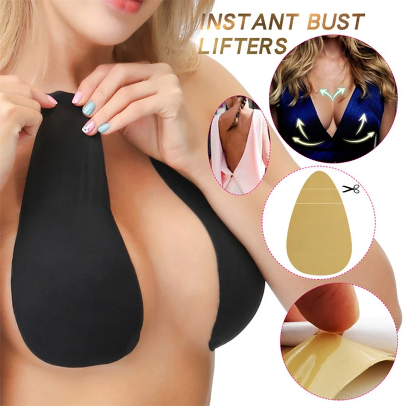 

Push Up Bras Self Adhesive Silicone Strapless Invisible Bra Reusable Sticky Breast Lift Bra Pads Nipple Covers for Women