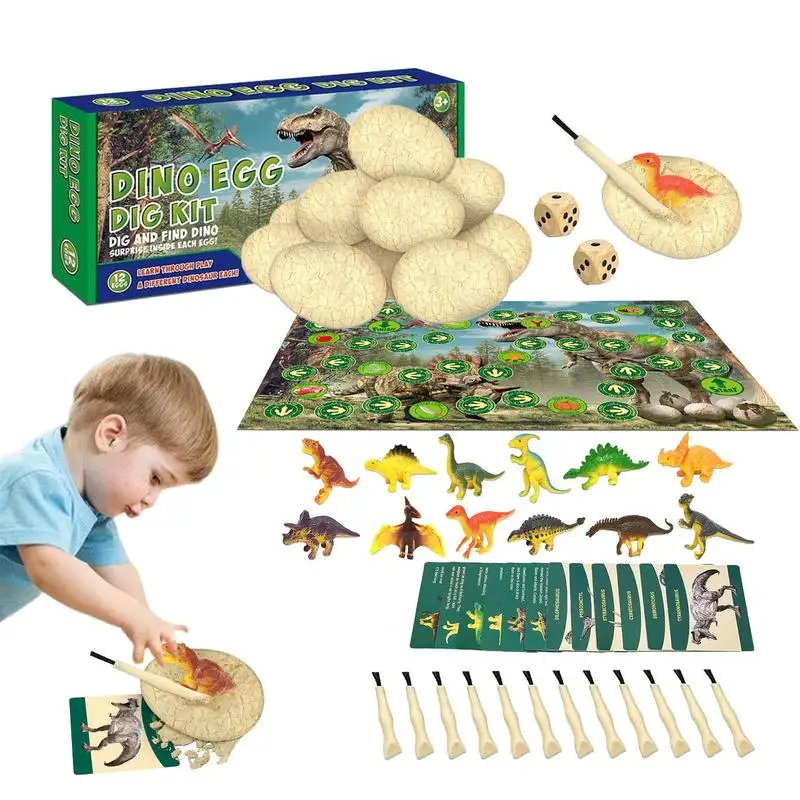 

Dino Eggs Dig Kit Kids Dinosaur Eggs Excavation Kit Break Open 12 Unique Eggs Discover 12 Cute Dinosaurs Easter Digging Toy