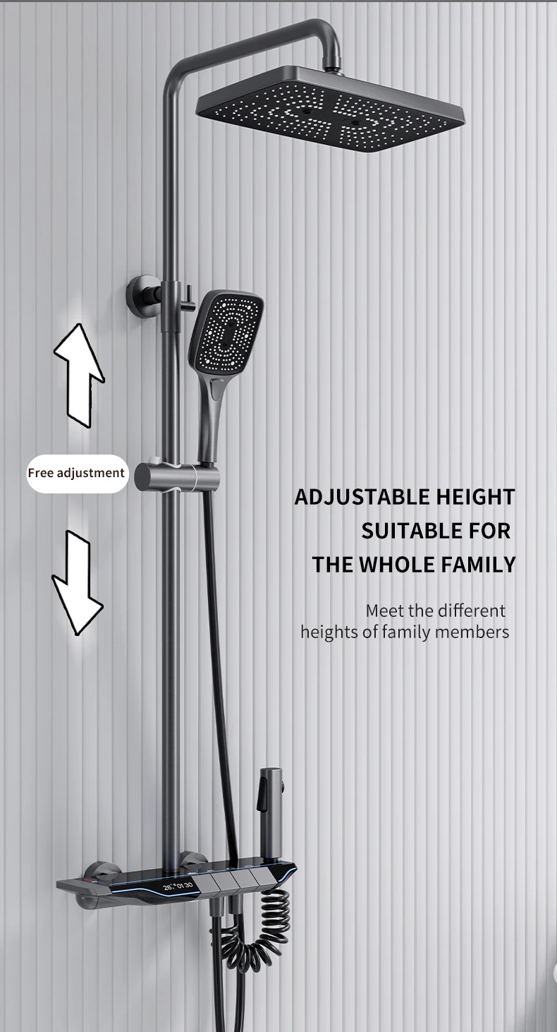 Smart Shower System Thermostatic Head For Bathroom Brass Household Digital Display Set Wall Mount Rainfall shower 13 Mallzona Sb1f3662b3f314da89b22baee338a80fdK Smart Shower System Thermostatic Head For Bathroom Brass Household Digital Display Set Wall Mount Rainfall shower Mallzona