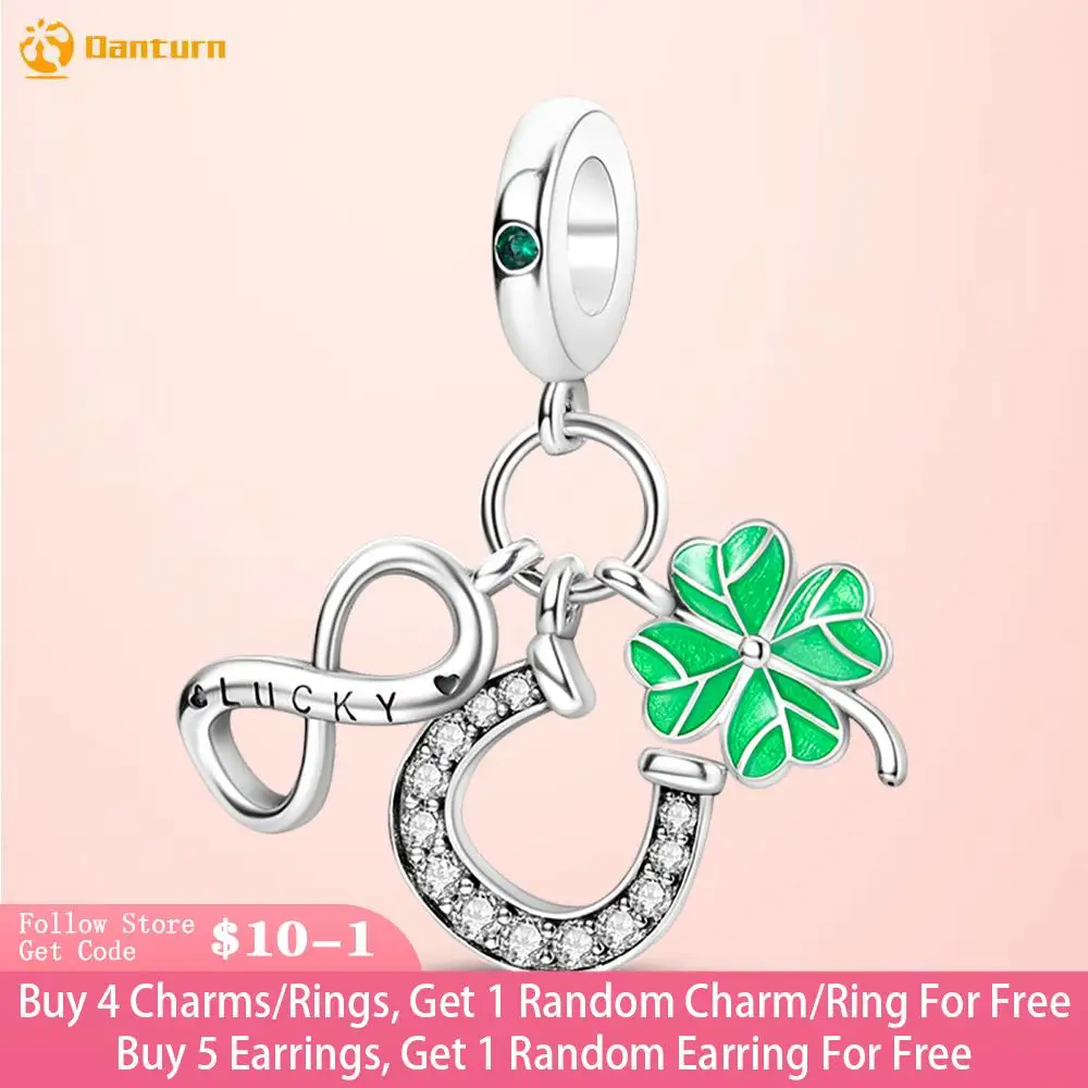 

Danturn 925 Sterling Silver Beads Infinite Lucky Clover Dangle Charm fit Original Pandora Bracelets Fashion Women Jewelry