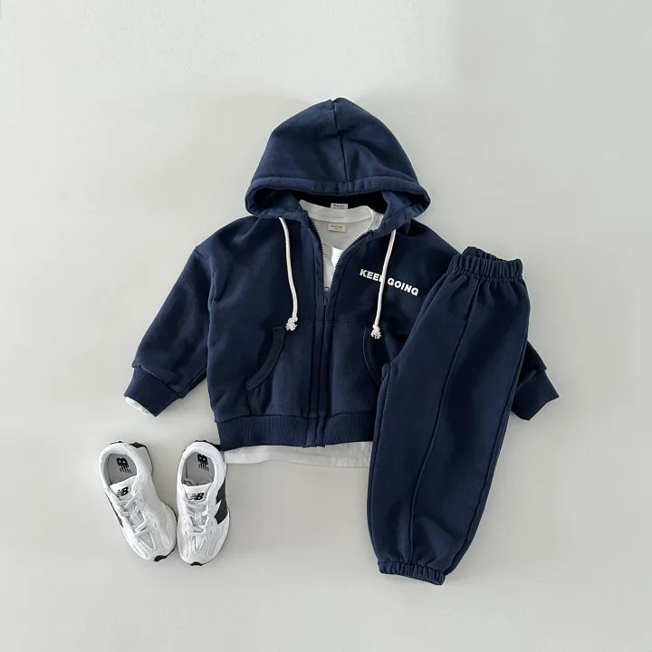 

2 шт./комплект, детский хлопковый спортивный костюм на молнии, с капюшоном и штанами