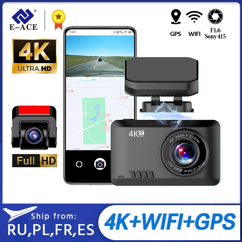 E-ACE B44P car dvr 2.45 Inch 4K Dash Cam WiFi Car DVR Dashcam Sony IMX415 Sensor Night Vision Ultra HD 1080P dash cam for cars
E-ACE B44P car dvr 2.45 Inch 4K Dash Cam WiFi Car DVR Dashcam Sony IMX415 Sensor Night Vision Ultra HD 1080P dash cam for cars