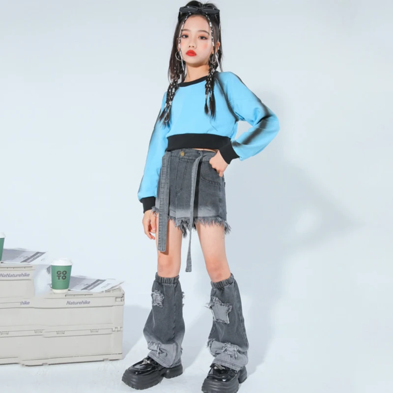 2023 Blue Long Sleeved Crop Tops Loose Pants Suit Children Clothing Jazz Dance Costumes For Girls Jazz Performance Wear DQS14897
2023 Blue Long Sleeved Crop Tops Loose Pants Suit Children Clothing Jazz Dance Costumes For Girls Jazz Performance Wear DQS14897