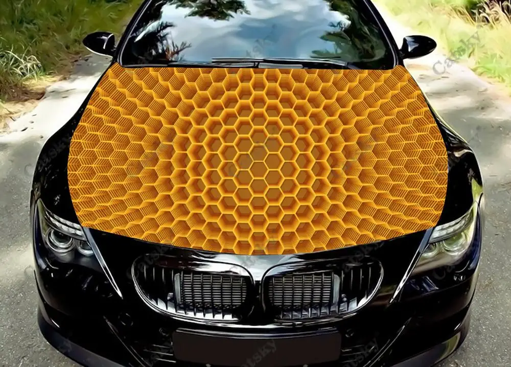 

Honeycomb Pattern Car Hood Vinyl Stickers Wrap Vinyl Film Engine Cover Decals Sticker Universal Car Hood Protective Film