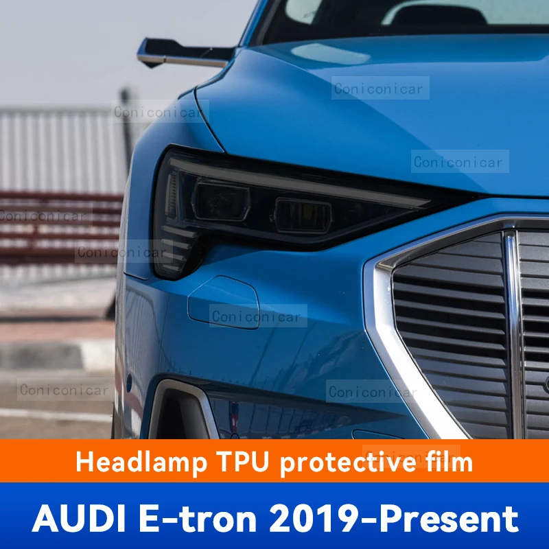 Для Audi E-tron 2019-2022, автомобильная фара, дымчатый черный цвет, искусственная подсветка, изменение цвета, наклейка, аксессуары 
Для Audi E-tron 2019-2022, автомобильная фара, дымчатый черный цвет, искусственная подсветка, изменение цвета, наклейка, аксессуары