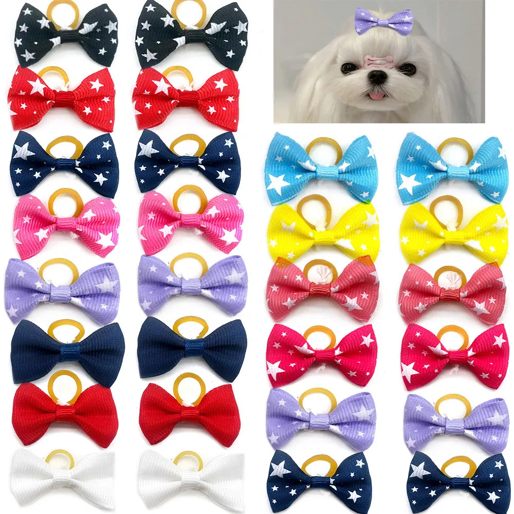

50/100PCS Pet Dog Hair Accessories Dog Bows Star Style Dog Bowknot Pet Grooming Hair Bows for Small Dogs Accessoreis