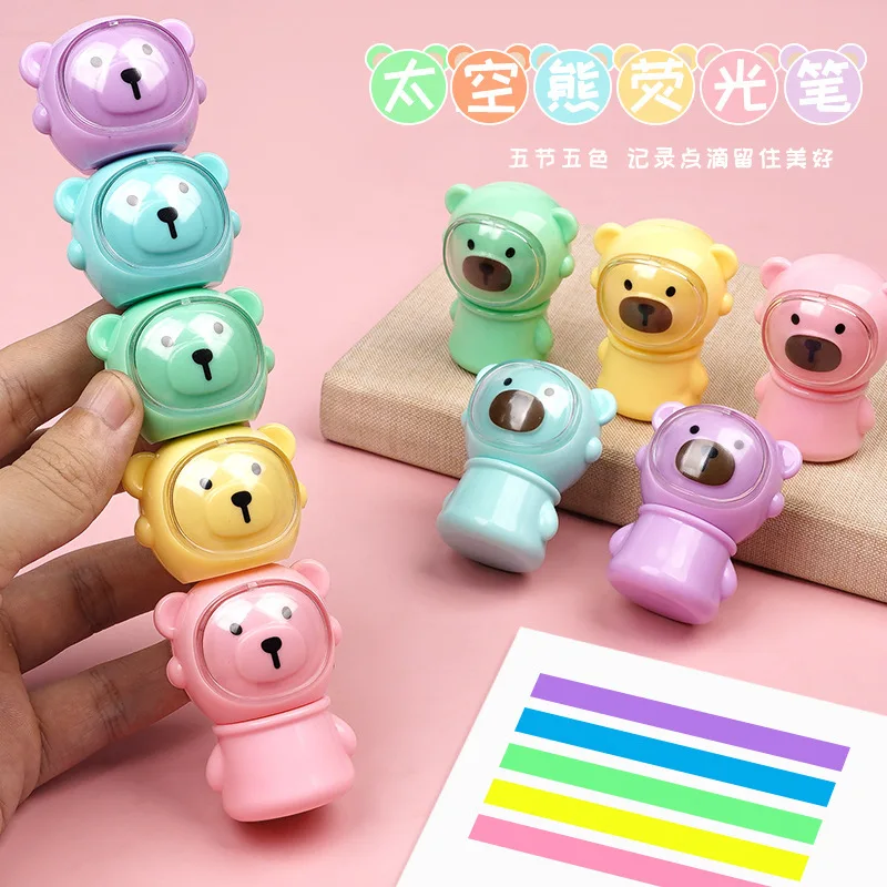 5PCS/Set kawaii bear Highlighter Pen Candy Color Fluorescent pens cartoon Art Painting Marker Pens School Stationery Supplies 
5PCS/Set kawaii bear Highlighter Pen Candy Color Fluorescent pens cartoon Art Painting Marker Pens School Stationery Supplies