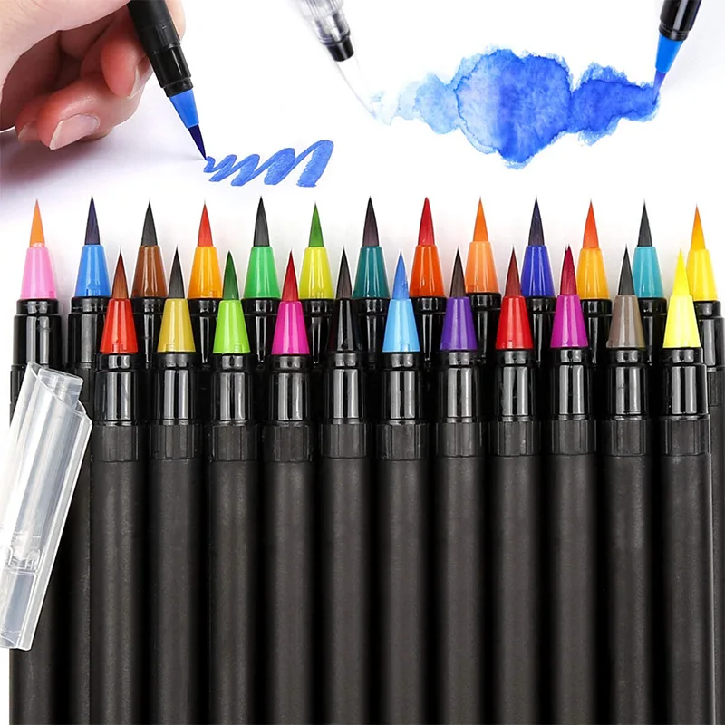 

CHEN LIN 48 Colors Watercolor Brush Markers Pens for School Supplies Stationery Drawing Coloring Books Manga Calligraphy