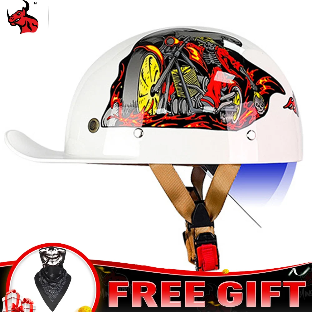 Open Face Motorcycle Helmet Vintage Helmets Baseball Cap Helmet Men Women Scooter Half Face Retro Summer Helmet With Lenses
Open Face Motorcycle Helmet Vintage Helmets Baseball Cap Helmet Men Women Scooter Half Face Retro Summer Helmet With Lenses