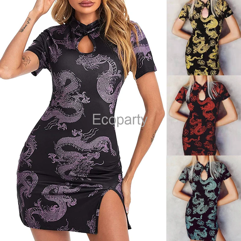 New Fashion Women's Chinese Style Qipao Dress Sexy Hollow Bodycon Cheongsam Short Sleeve High Split Mini Dress For Women 2022
New Fashion Women's Chinese Style Qipao Dress Sexy Hollow Bodycon Cheongsam Short Sleeve High Split Mini Dress For Women 2022