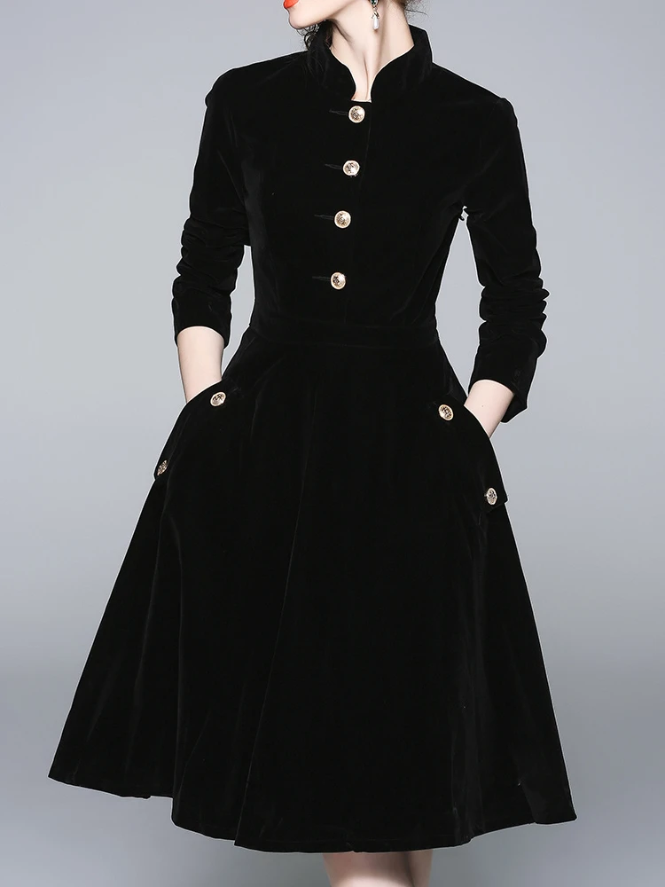 Women Autumn & Winter Elegant Velvet Dress Festa High Quality Vintage Party Robe A-Line Designer Black Vestidos
Women Autumn & Winter Elegant Velvet Dress Festa High Quality Vintage Party Robe A-Line Designer Black Vestidos