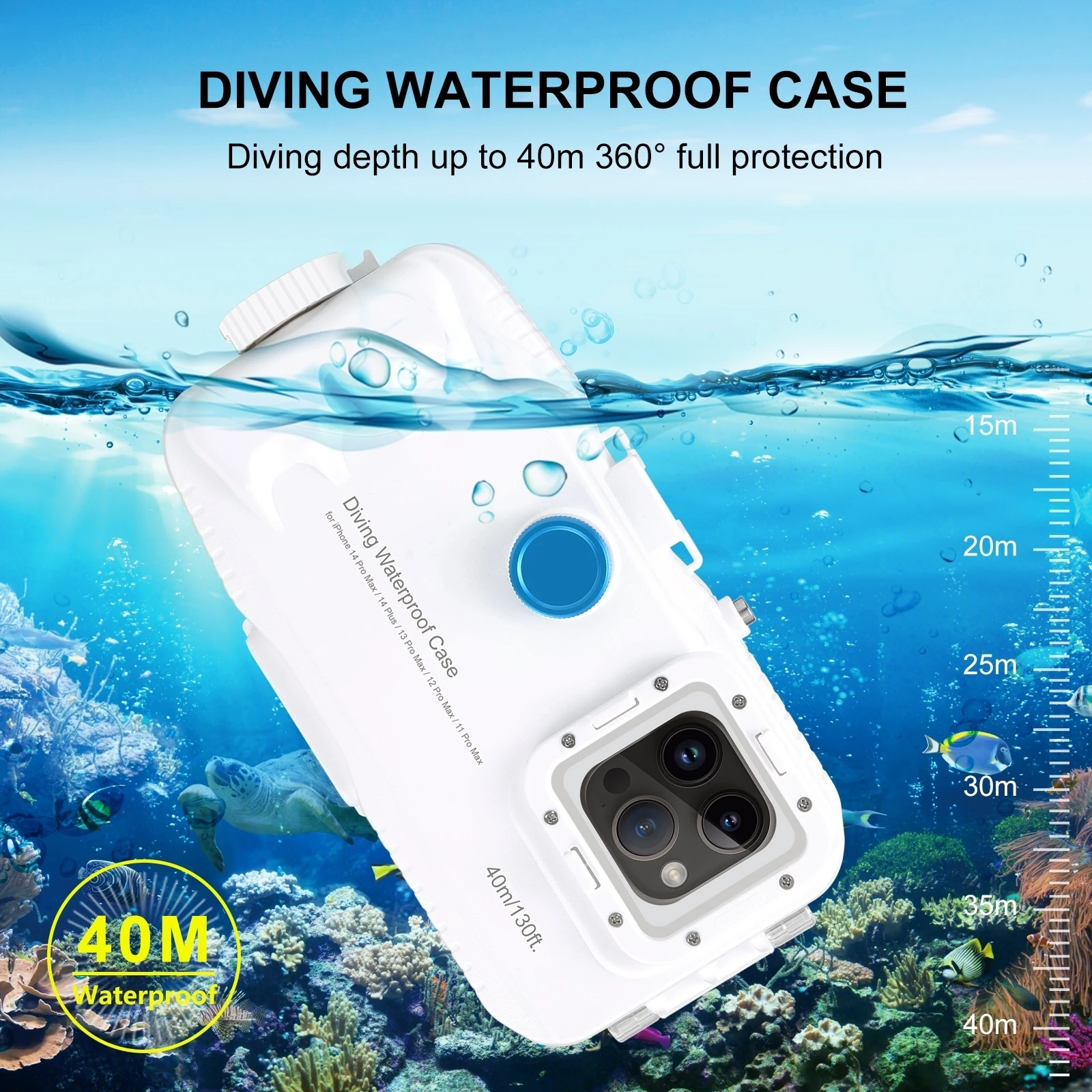 

Suitable for iPhone 14Plus / 14 ProMax / 13 ProMax / 12 ProMax 40m waterproof case