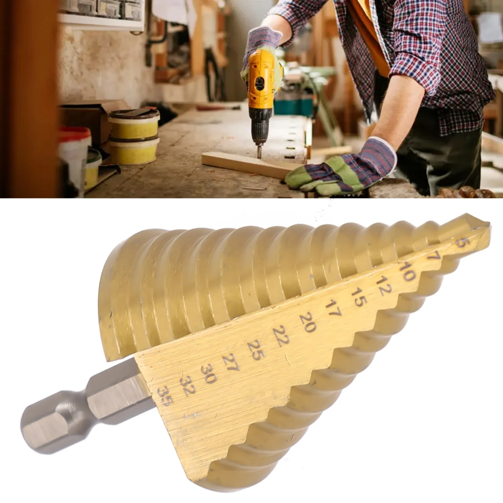 1pc 5-35MM Step Core Drill Bit HSS Titanium Core Step Drill Tool 13 Steps Multiple Hole Cone Hex Drill Bits Power Tool Parts
1pc 5-35MM Step Core Drill Bit HSS Titanium Core Step Drill Tool 13 Steps Multiple Hole Cone Hex Drill Bits Power Tool Parts