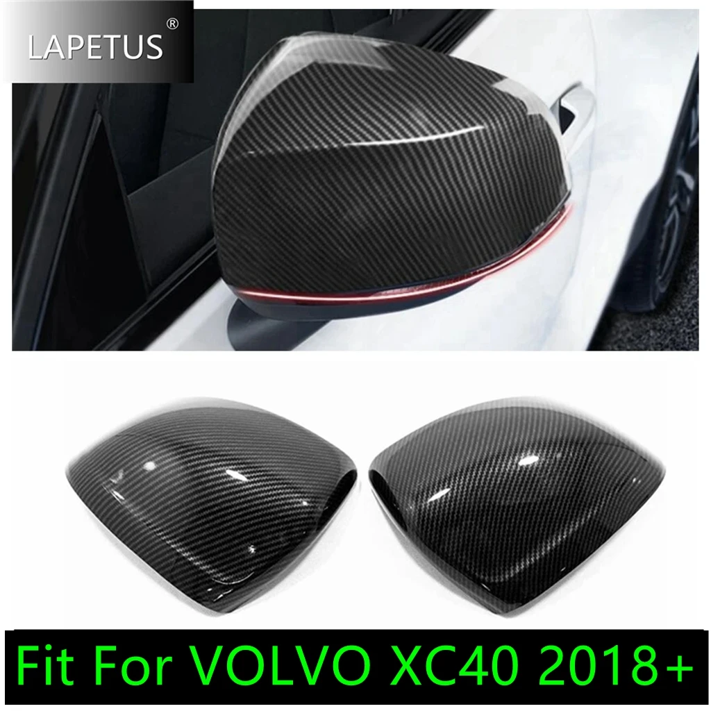 

Chrome / Carbon Fiber Car Door Rearview Mirror Cap Shell Decoration Cover Kit Trim Accessories Fit For VOLVO XC40 2018 - 2023