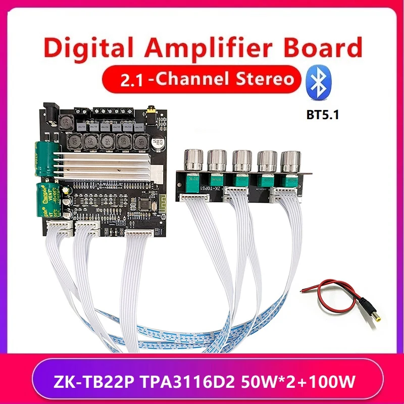 ZK-TB22P 2.1 Channel Bluetooth 5.1 Amplifier Board With DC Cable TPA3116D2 External Audio Amplifier
ZK-TB22P 2.1 Channel Bluetooth 5.1 Amplifier Board With DC Cable TPA3116D2 External Audio Amplifier
