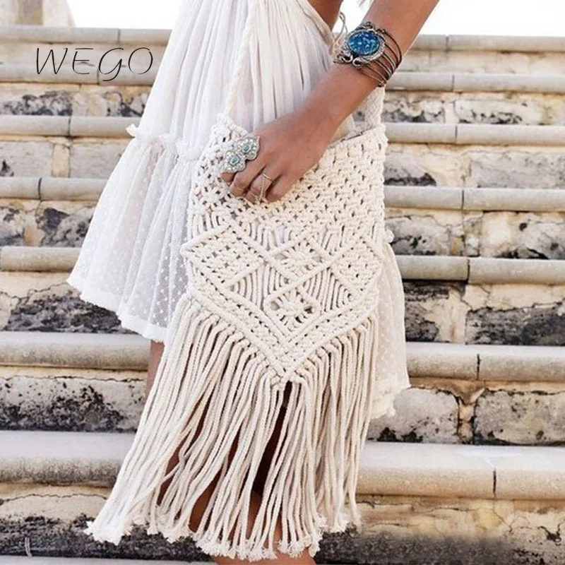 Handmade Rope Woven Handbag Knitted Rattan Beach Bag Tassel Bohe Bolsos Feminine Women Shoulder Bags New
Handmade Rope Woven Handbag Knitted Rattan Beach Bag Tassel Bohe Bolsos Feminine Women Shoulder Bags New