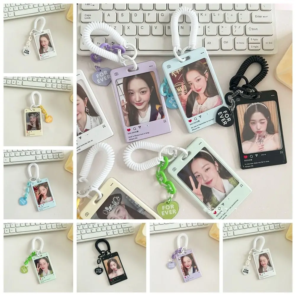 

Acrylic Kpop Photocard Holder Unique ID Card Cover Transparent Idol Photos Card Cover Key Ring Ornaments Korean Style Student