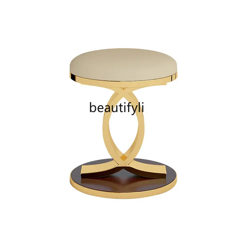 Modern Light Luxury Dressing Stool Titanium Leather Leisure round Stool Simple Fashion Home Bedroom Makeup Stool furniture
Modern Light Luxury Dressing Stool Titanium Leather Leisure round Stool Simple Fashion Home Bedroom Makeup Stool furniture