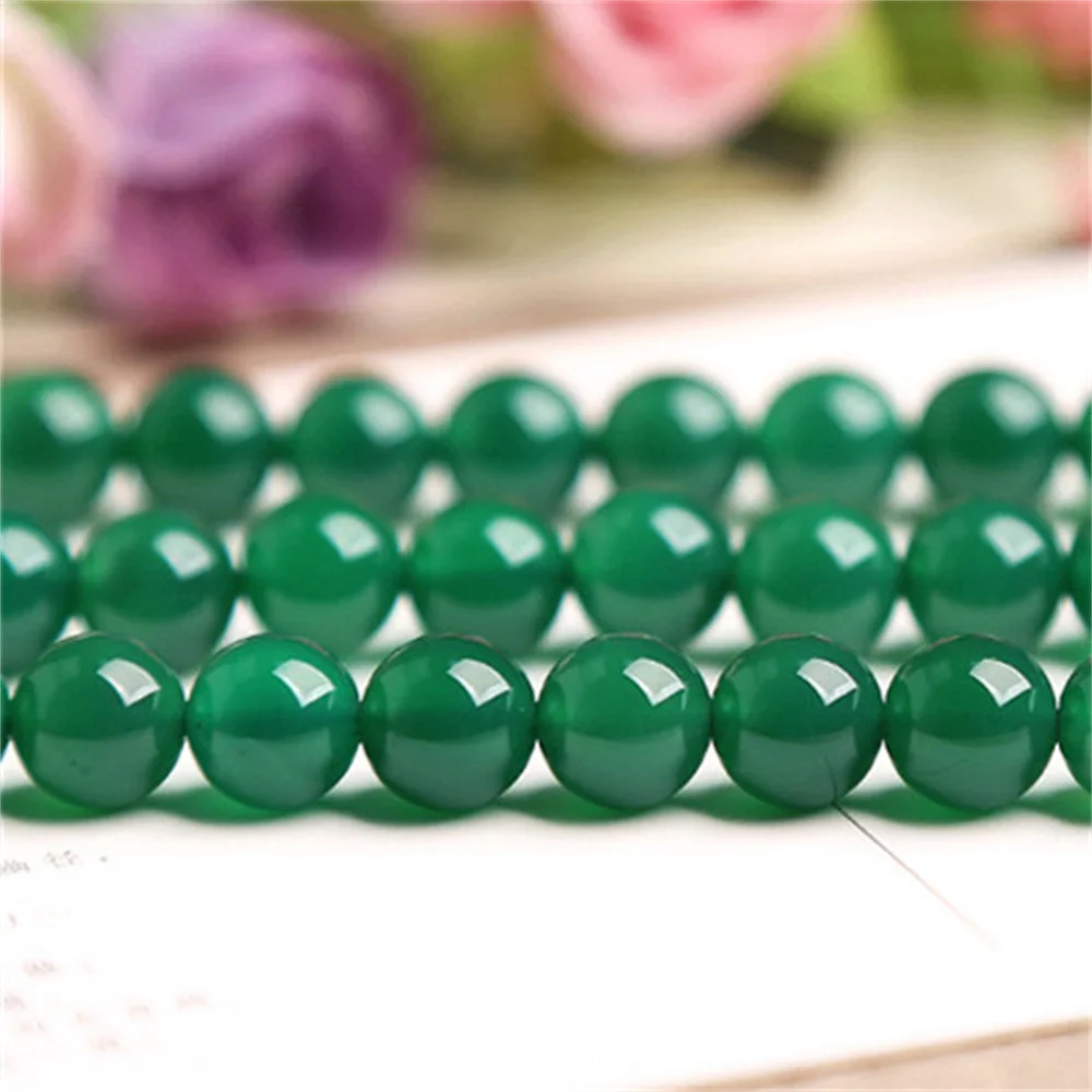 

Natural 4-12mm Green Agate Stone Round Loose Beads for Jewelry Making DIY Necklace Bracelet Onyx Beadwork Accessories Crimp