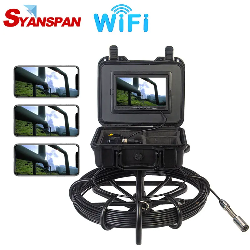Pipe Inspection Camera 7/9” 10M-160M SYANSPAN Wireless WiFi Black Fiberglass Cable Sewer Drain Pipeline Industrial Endoscope
Pipe Inspection Camera 7/9” 10M-160M SYANSPAN Wireless WiFi Black Fiberglass Cable Sewer Drain Pipeline Industrial Endoscope