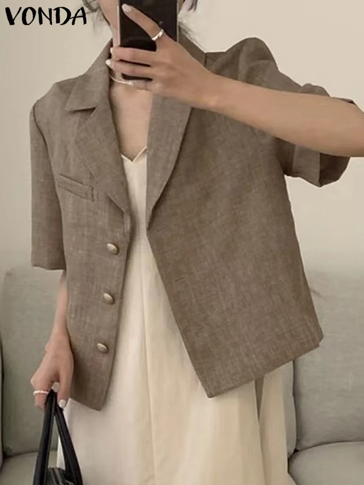 VONDA Women Elegant Blazer Summer Fashion Coats 2023 Short Sleeve Suit Collar Buttons Shirts Solid Color Loose Outwear Femininas
VONDA Women Elegant Blazer Summer Fashion Coats 2023 Short Sleeve Suit Collar Buttons Shirts Solid Color Loose Outwear Femininas