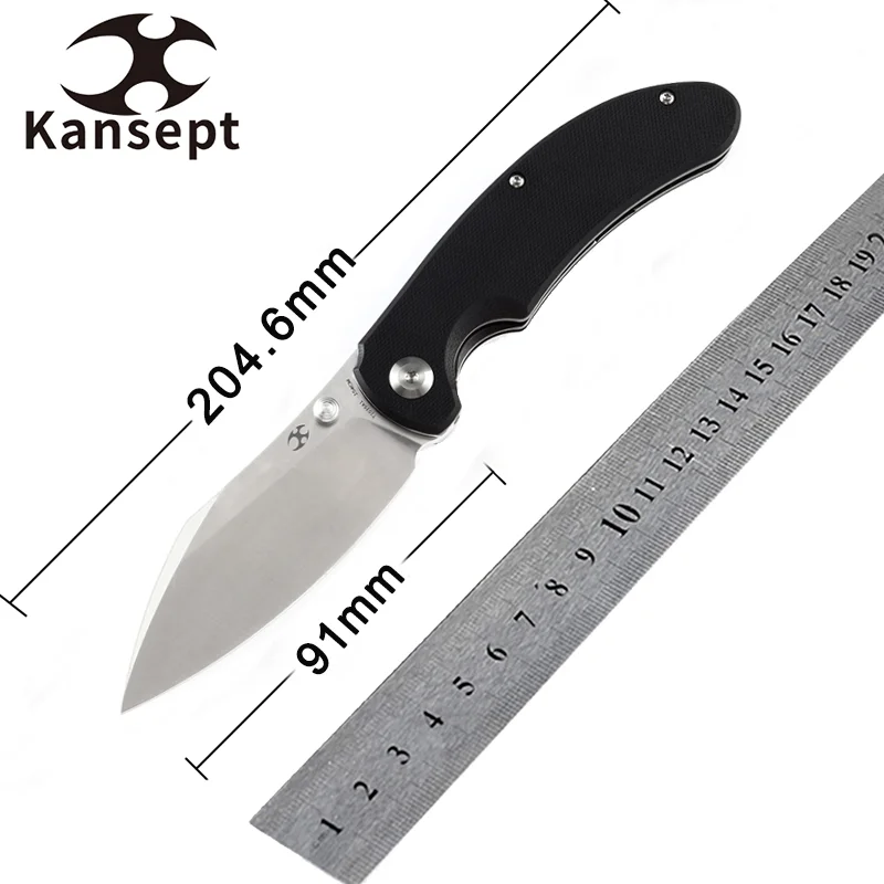 

Kansept Knives Nesstreet T1039A1 Folding Knife Satin 154CM Blade with Black G10 Karambit Maker Designed for Camping Hunting EDC