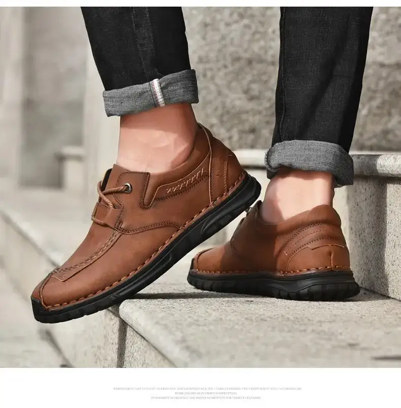 Men's Spring Autumn Leather Casual Shoes Soft Bottom Non Slip Hand Sewn Latex Insoles For Waterproof Mold Resistant Casual Shoes
Men's Spring Autumn Leather Casual Shoes Soft Bottom Non Slip Hand Sewn Latex Insoles For Waterproof Mold Resistant Casual Shoes