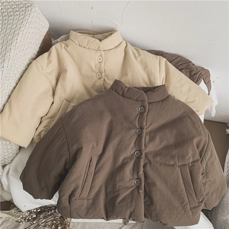 

Зимняя Детская куртка, утепленная хлопковая зимняя куртка для мальчиков и девочек, однотонная детская верхняя одежда в стиле ретро, ветрозащитное теплое пальто, 2023