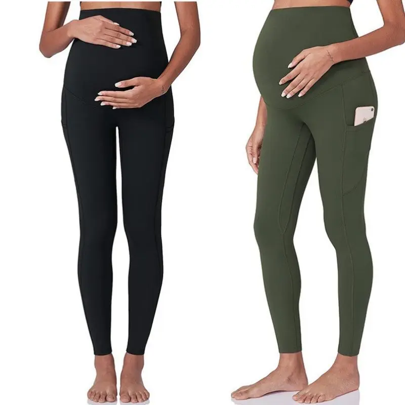 

Pregnant Women's Pocket Shark Skin Underpants Fashion Hip Lifting and Slimming Sports Casual Waist Protection Barbie Pants