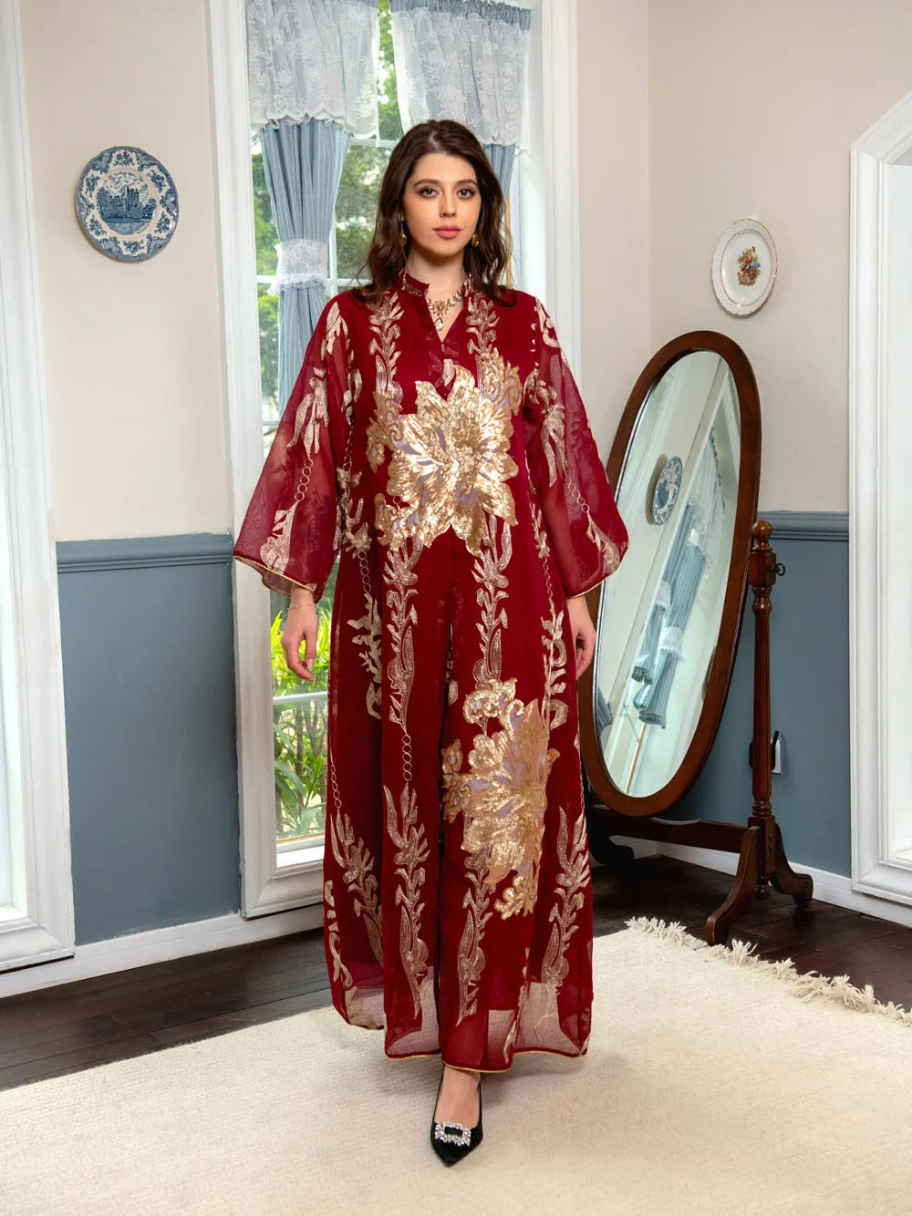 Maxi Dress Golden Sequins Embroidery Green White Abaya Woman Muslim Female Jalabiya Arabic Elegant Clothing Long Sleeves 232 Mallzona Sb218489d8d8840cb8ef3a82f8c9760beL Maxi Dress Golden Sequins Embroidery Green White Abaya Woman Muslim Female Jalabiya Arabic Elegant Clothing Long Sleeves Mallzona