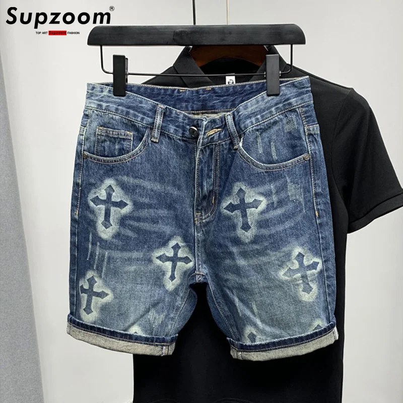 

Supzoom New Arrival Hot Sale Fashion Summer Zipper Fly Stonewashed Casual Cargo Patchwork Cotton Denim Pockets Jeans Shorts Men