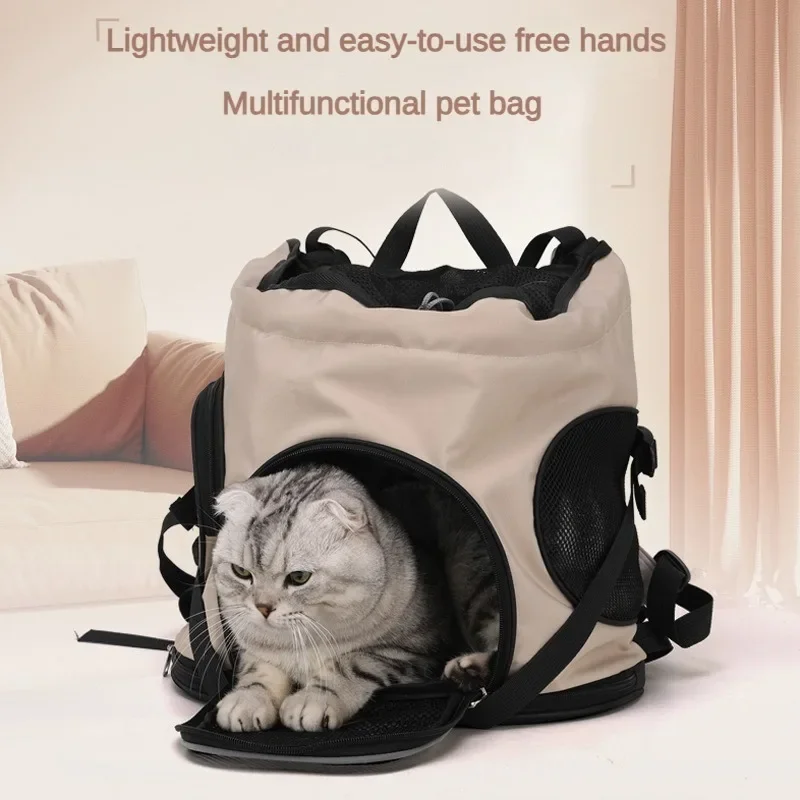

Cat Chest Bag Backpack for Cats Large-capacity Breathable Dog Bag Portable Drawstring Multi-functional Backpack Supplies Pet