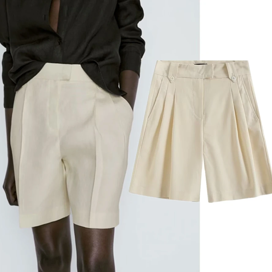 Dave&Di England Style Office Ladies Casual Commuting Simple Linen Fashion Shorts Women Straight Bermuda
Dave&Di England Style Office Ladies Casual Commuting Simple Linen Fashion Shorts Women Straight Bermuda