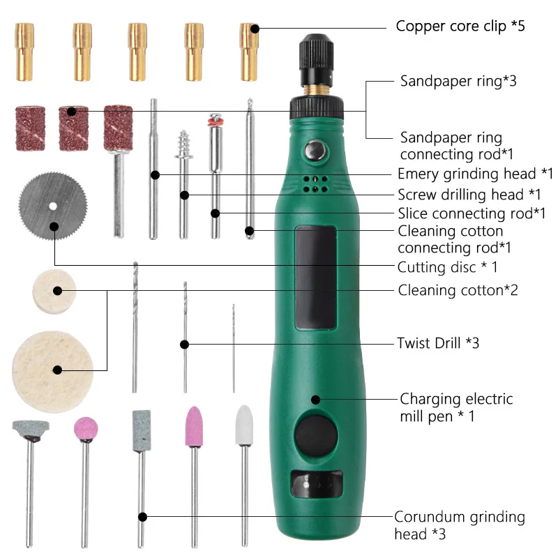3.6v/3.7v Multi-function Wireless Electric Drill USB Rechargeable Mini Electric Grinder Engraving Pen Home DIY Power Rotary Tool
3.6v/3.7v Multi-function Wireless Electric Drill USB Rechargeable Mini Electric Grinder Engraving Pen Home DIY Power Rotary Tool