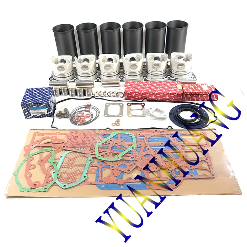 

6D17 Engine Overhaul Rebuild Kit with Full Gasket Kit Cylinder Liner Main Bearing Piston for Mitsubishi Connecting Rod Bearing