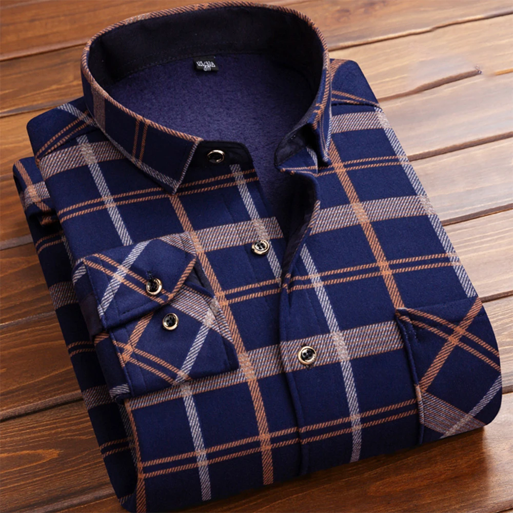 Men Warm Long Sleeved Lapel Plaid Flannel Shirt Jacket Cotton Padded Fleece Lined Button Down Middle-aged Elderly Men's Shirt
Men Warm Long Sleeved Lapel Plaid Flannel Shirt Jacket Cotton Padded Fleece Lined Button Down Middle-aged Elderly Men's Shirt